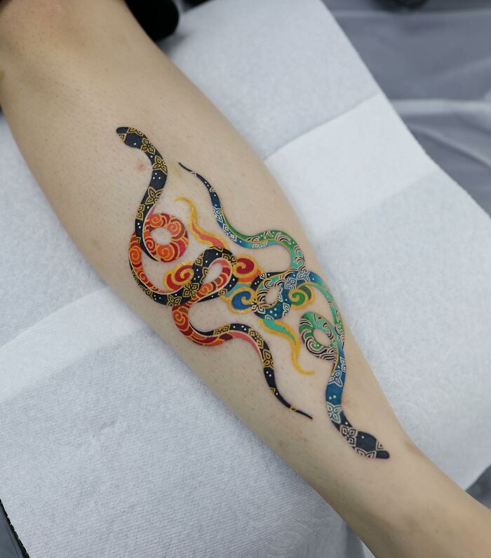 Tattoo Artist Turns Iconic Artwork And Illustrations Into Unique Tattoos By Blending Korean Culture References On The Skin