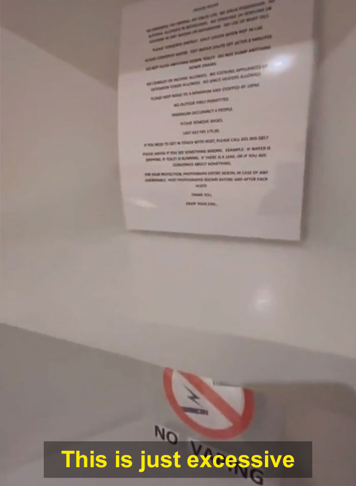 Airbnb Guest Can't Believe The Number Of Restrictions Plastered All Over The Property, Records A Virtual Tour Airbnb Guest Can't Believe The Number Of Restrictions Plastered All Over The Property, Records A Virtual Tour