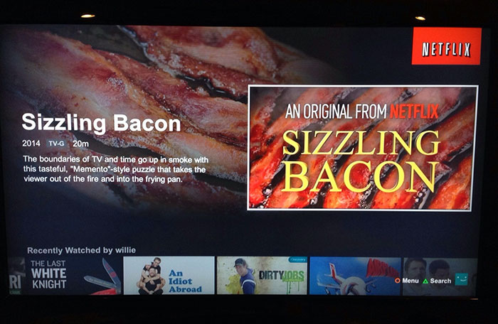 Happy April Fools From Netflix. A Twenty-Minute Program Of Bacon Cooking