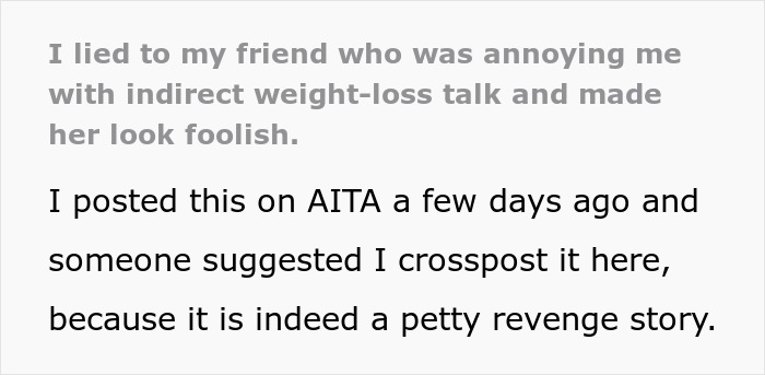 Woman Lies About Her Weight And Waits Until Friend Notices She Lost 50 Pounds, But She Only Realizes When A Mutual Friend Points It Out Woman Lies About Her Weight And Waits Until Friend Notices She Lost 50 Pounds, But She Only Realizes When A Mutual Friend Points It Out