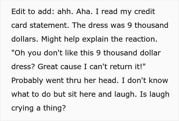 Woman Blocks Fiancé’s Number And Stays At Mom’s House After He Gives An Overly Honest Opinion On Her Wedding Dress