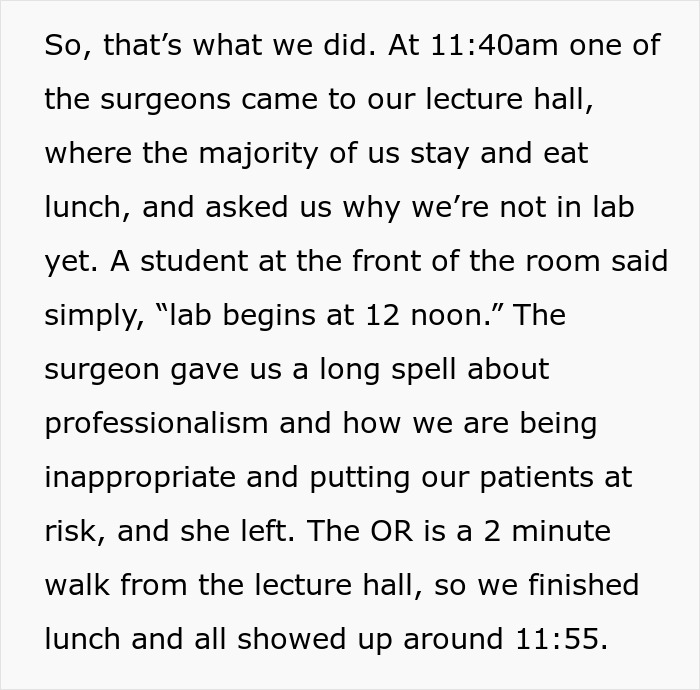 Med Students Are Told To Skip Lunchtime By Teaching Staff, Make Joint Decision Not To Follow These Demands, Get Reported To The Dean Med Students Are Told To Skip Lunchtime By Teaching Staff, Make Joint Decision Not To Follow These Demands, Get Reported To The Dean