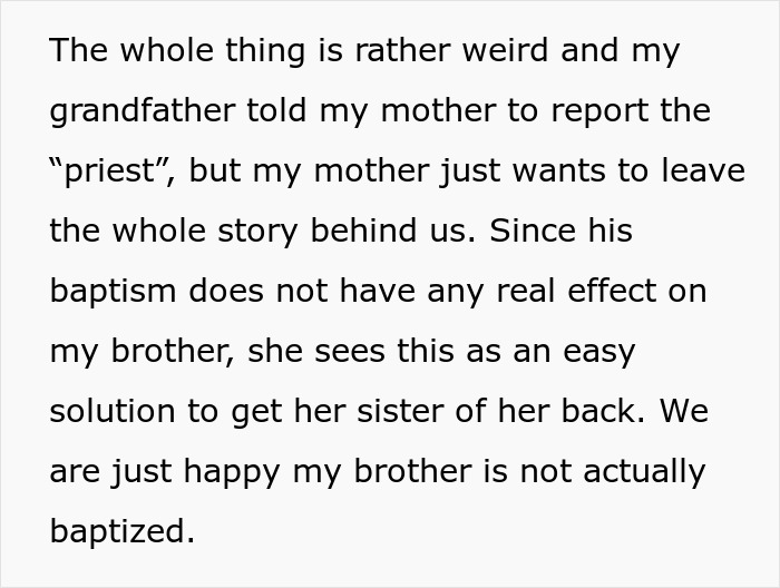 "Someone Has To Save The Boy": Religious Woman Baptizes Her Nephew Behind Everyone's Back, Receives Hilarious Revenge "Someone Has To Save The Boy": Religious Woman Baptizes Her Nephew Behind Everyone's Back, Receives Hilarious Revenge
