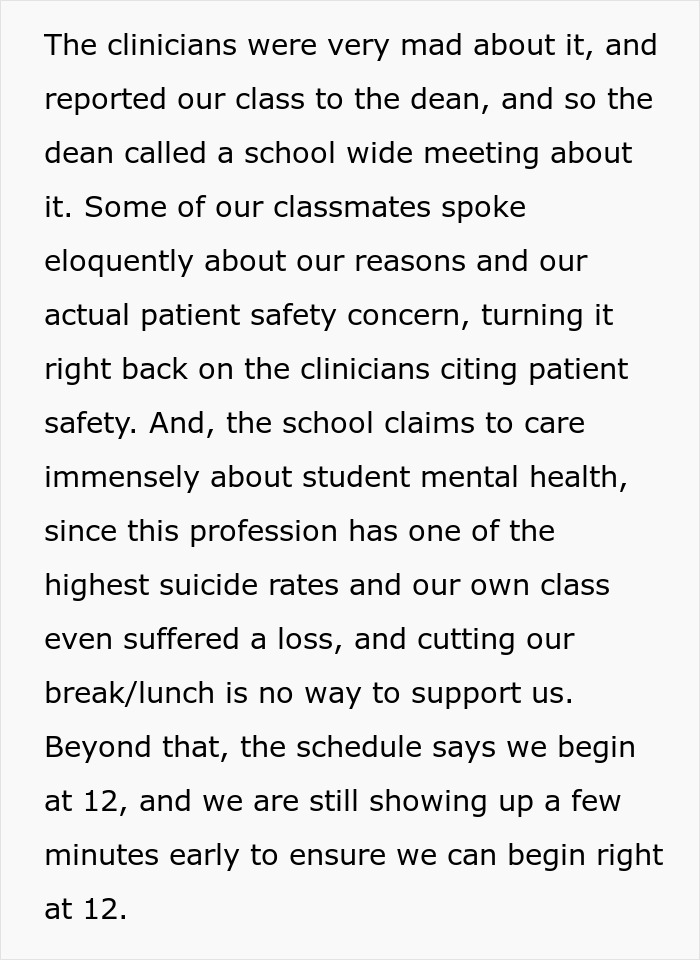 Med Students Are Told To Skip Lunchtime By Teaching Staff, Make Joint Decision Not To Follow These Demands, Get Reported To The Dean Med Students Are Told To Skip Lunchtime By Teaching Staff, Make Joint Decision Not To Follow These Demands, Get Reported To The Dean