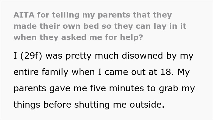 Daughter Who Was Disowned By Her Parents For Being Gay Refuses To Support Them Financially, Wonders If She's Being Cruel Daughter Who Was Disowned By Her Parents For Being Gay Refuses To Support Them Financially, Wonders If She's Being Cruel