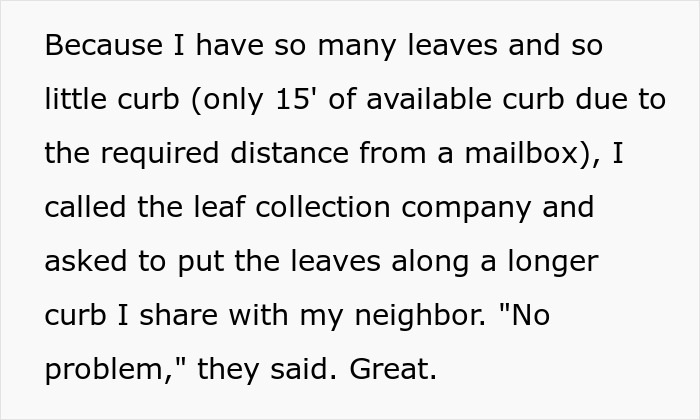 A leaf collection company sets ridiculous requirements and a man collects all the leaves in his neighborhood to create a 12 foot pile
