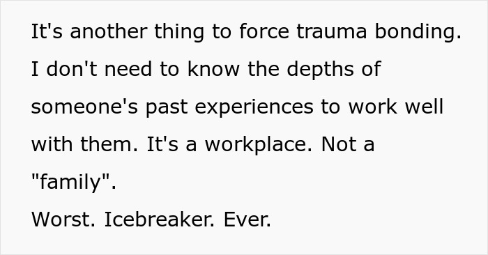 People Are Shocked After Reading How This Workplace Thought Discussing Childhood Traumas Was A Good Team-Building Exercise People Are Shocked After Reading How This Workplace Thought Discussing Childhood Traumas Was A Good Team-Building Exercise