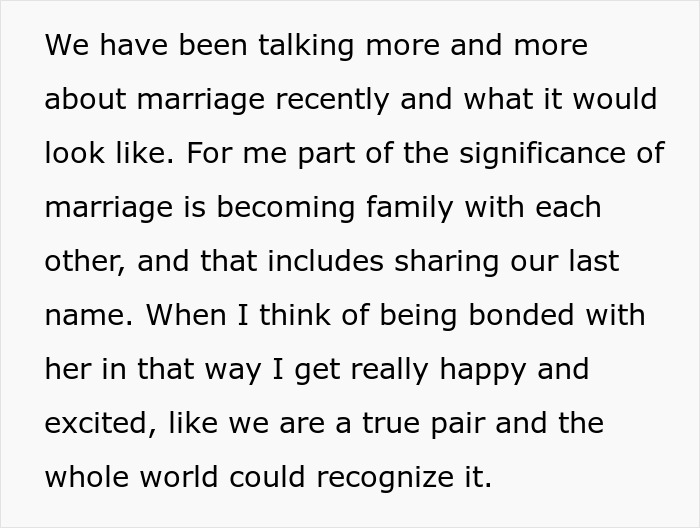 Man Wonders If He Is Wrong To Want His Fiancée To Have His Last Name When She Doesn’t Man Wonders If He Is Wrong To Want His Fiancée To Have His Last Name When She Doesn’t