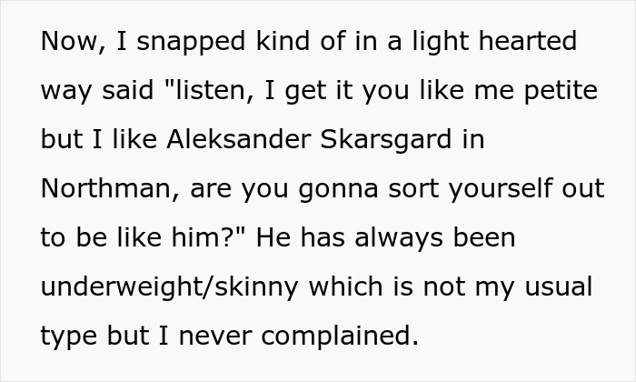 Wife Gains 4kg And Her Husband Keeps Pointing Out That He “Likes Them Petite”, So She Bites Back Wife Gains 4kg And Her Husband Keeps Pointing Out That He “Likes Them Petite”, So She Bites Back