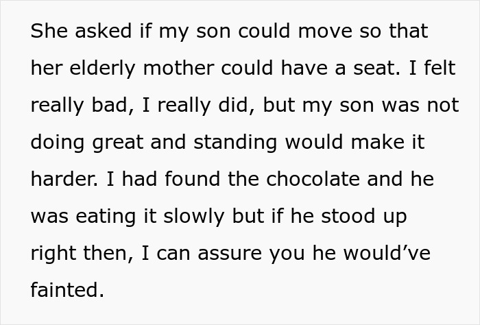 Parent Refuses To Make Their Ill 17-Year-Old Son Give Up His Seat For An Elderly Woman, Wonders If They Did The Right Thing