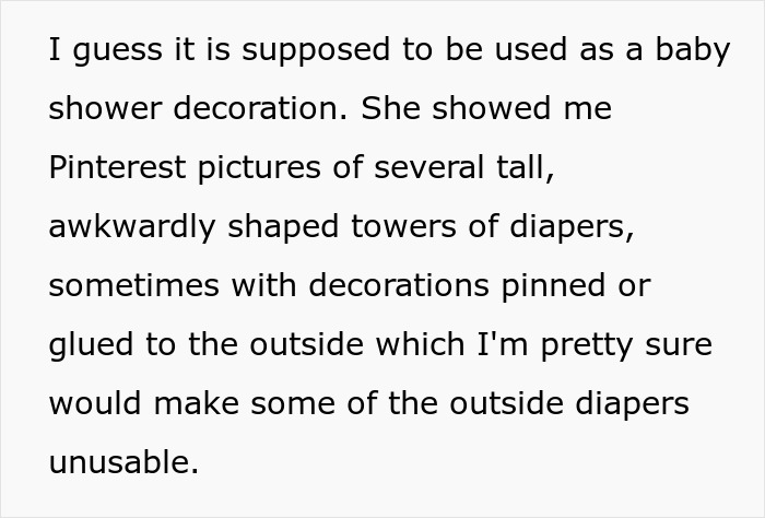 Expecting Mom Gets Called Out By Her Sister-In-Law For Not Wanting A 'Diaper Cake' For The Upcoming Baby Shower Expecting Mom Gets Called Out By Her Sister-In-Law For Not Wanting A 'Diaper Cake' For The Upcoming Baby Shower