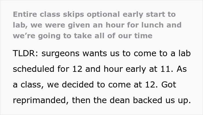 Med Students Are Told To Skip Lunchtime By Teaching Staff, Make Joint Decision Not To Follow These Demands, Get Reported To The Dean Med Students Are Told To Skip Lunchtime By Teaching Staff, Make Joint Decision Not To Follow These Demands, Get Reported To The Dean