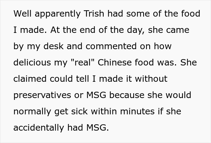 Woman Loses It After She Finds Out A Coworker's Meal She Helped Herself To Contained MSG, Takes Her To HR