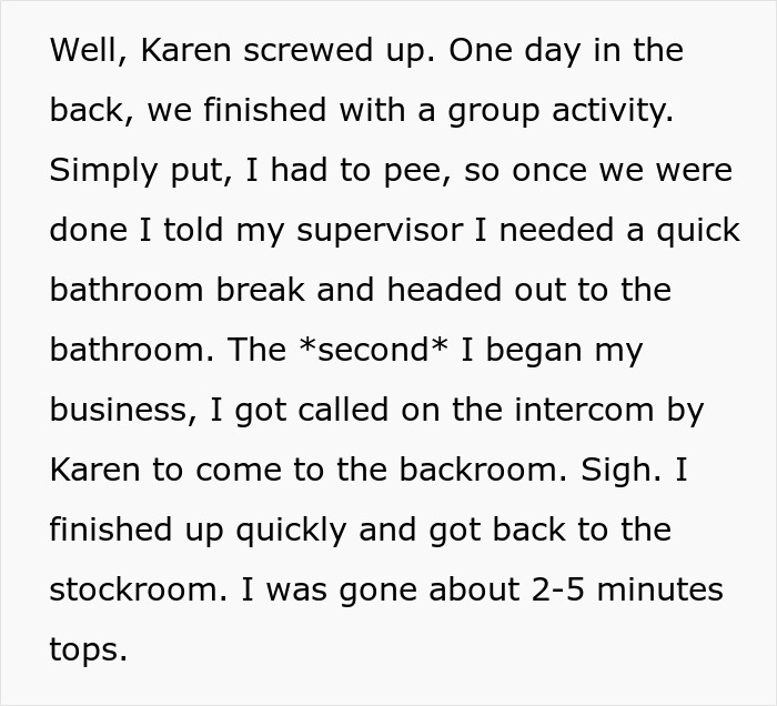 Karen Boss Tells Off Overworked And Underpaid Employee For Taking A 5-Minute Break, They Stop Doing Her Job For Her Karen Boss Tells Off Overworked And Underpaid Employee For Taking A 5-Minute Break, They Stop Doing Her Job For Her
