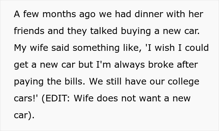 Husband Is Tired Of Wife's Pity Story That They're Broke, Reveals They're Actually Millionaires, Making Her Look Like A Liar Husband Is Tired Of Wife's Pity Story That They're Broke, Reveals They're Actually Millionaires, Making Her Look Like A Liar