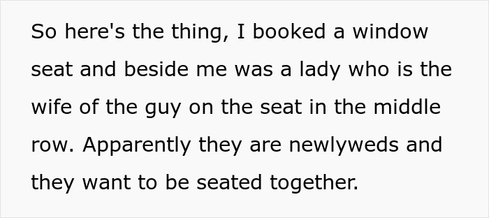 Entitled Newlyweds Are Upset Fellow Plane Traveler Refused To Accommodate For Their Lack Of Foresight When Booking Plane Seats Entitled Newlyweds Are Upset Fellow Plane Traveler Refused To Accommodate For Their Lack Of Foresight When Booking Plane Seats