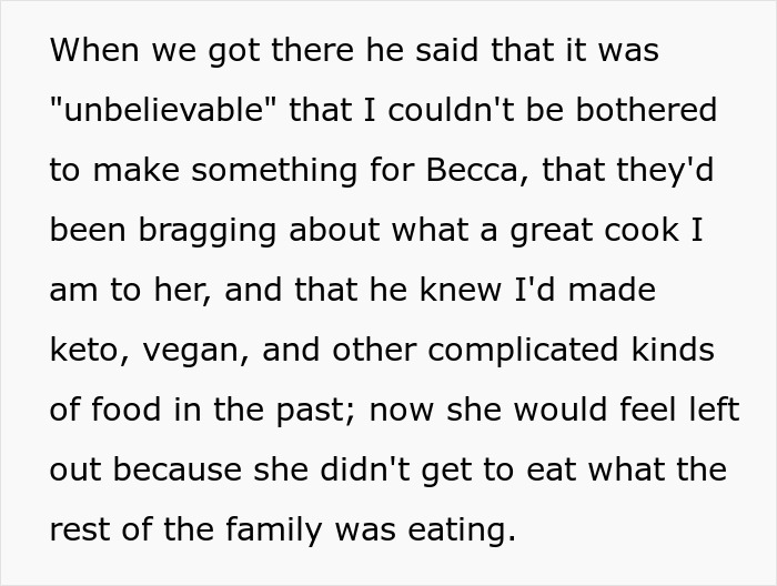 Woman Asks “[Am I The Jerk] For Making Homemade Food For Everyone Except My Brother's Stepdaughter?”