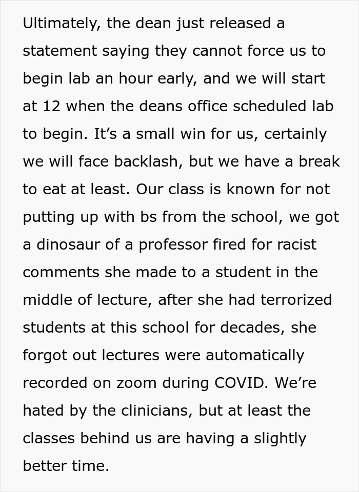 Med Students Are Told To Skip Lunchtime By Teaching Staff, Make Joint Decision Not To Follow These Demands, Get Reported To The Dean Med Students Are Told To Skip Lunchtime By Teaching Staff, Make Joint Decision Not To Follow These Demands, Get Reported To The Dean
