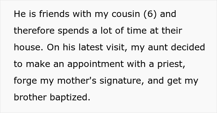 "Someone Has To Save The Boy": Religious Woman Baptizes Her Nephew Behind Everyone's Back, Receives Hilarious Revenge "Someone Has To Save The Boy": Religious Woman Baptizes Her Nephew Behind Everyone's Back, Receives Hilarious Revenge