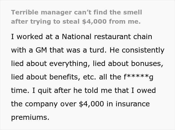 The Internet Is Loving This Stinky Revenge On A Greedy Boss Who Tried To Steal $4,000 From Employee The Internet Is Loving This Stinky Revenge On A Greedy Boss Who Tried To Steal $4,000 From Employee