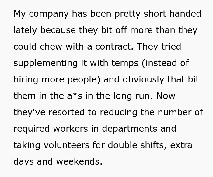 Employee Sits Back And Watches Their Boss Struggle As They Attempt To Use "Quiet Quitting" Accusation To Make Them Volunteer For More Shifts Employee Sits Back And Watches Their Boss Struggle As They Attempt To Use "Quiet Quitting" Accusation To Make Them Volunteer For More Shifts