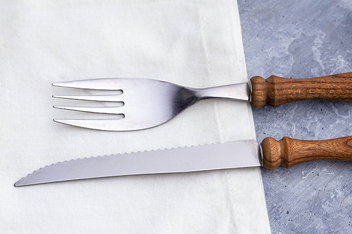 Knife and fork with wooden handles 
