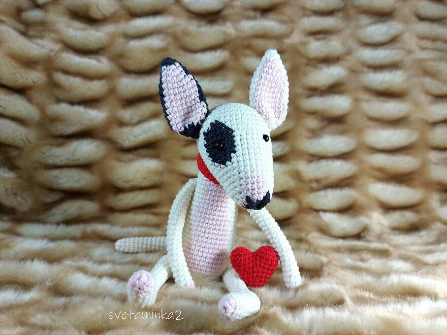 I Crocheted Amigurumi Valentines! It's Something Special This Time! Both The Chihuahua And The Bull Terrier Are Named Valentine. Of Course!