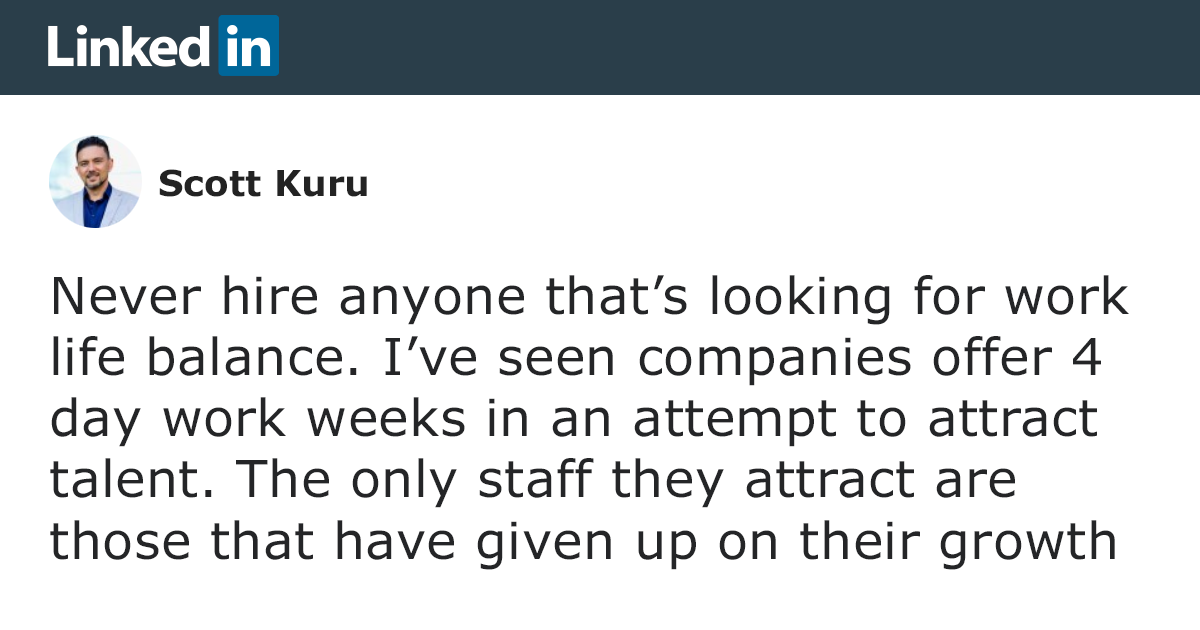 "Never Hire Anyone That's Looking For Work Life Balance": CEO Under Fire For Questionable LinkedIn 'Wisdom' - Vimarsana News