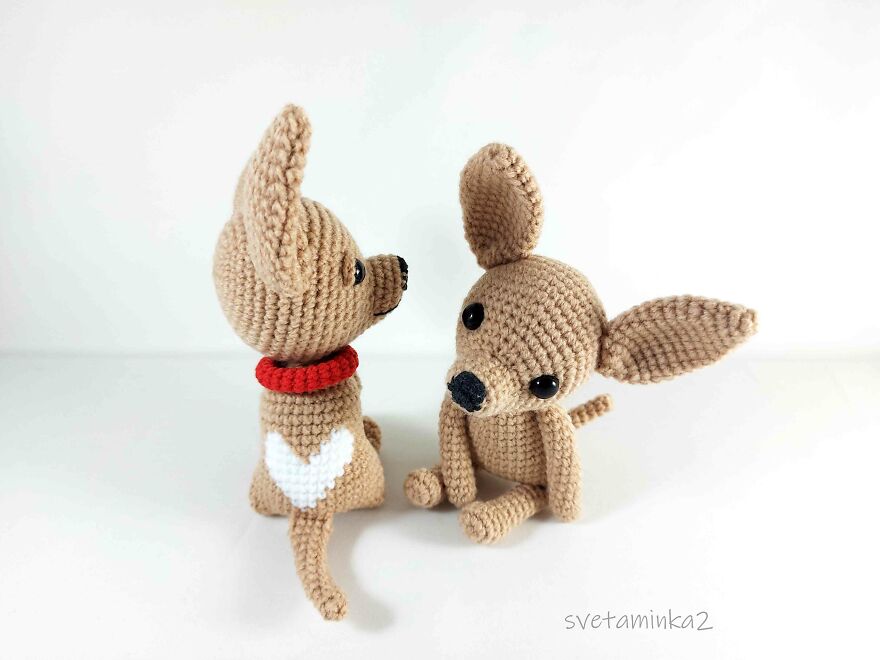 I Crocheted Amigurumi Valentines! It's Something Special This Time! Both The Chihuahua And The Bull Terrier Are Named Valentine. Of Course!