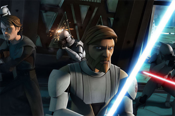 Clone Wars characters fighting
