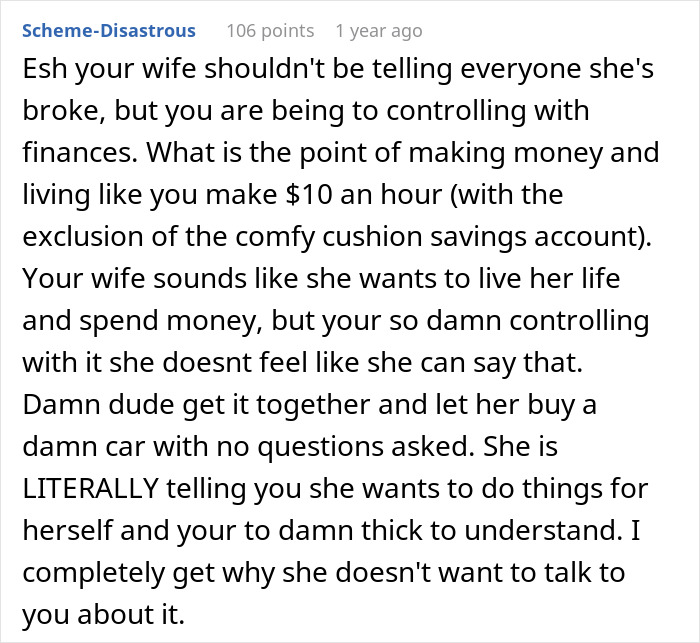 Husband Is Tired Of Wife's Pity Story That They're Broke, Reveals They're Actually Millionaires, Making Her Look Like A Liar
