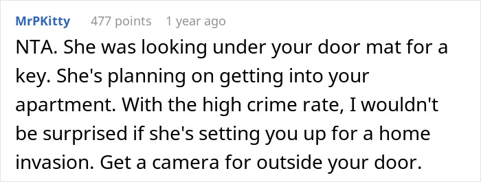 Woman Is Annoyed Her Neighbor Comes To Her Landing And Lurks, So She Swings Open The Door, Frightening Her And Causing Her To Fall Woman Is Annoyed Her Neighbor Comes To Her Landing And Lurks, So She Swings Open The Door, Frightening Her And Causing Her To Fall