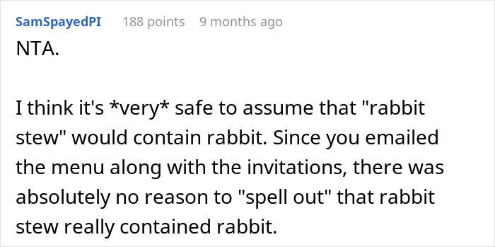 Woman Serves Rabbit Stew For Themed Party, Guests Flip Out After Realizing It Contains Actual Rabbit Meat Woman Serves Rabbit Stew For Themed Party, Guests Flip Out After Realizing It Contains Actual Rabbit Meat