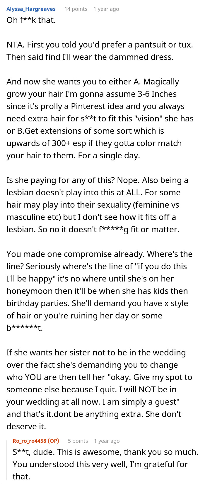 Bridezilla Cries And Tells Her Sister Not To Come To Her Wedding, Trying To Guilt Her Into Growing Out Her Hair For The Wedding Bridezilla Cries And Tells Her Sister Not To Come To Her Wedding, Trying To Guilt Her Into Growing Out Her Hair For The Wedding