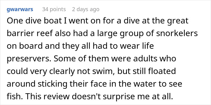 Non-Swimmer Books A Snorkeling Tour, Gets Roasted By A Business Owner When He Leaves 1-Star Review Online