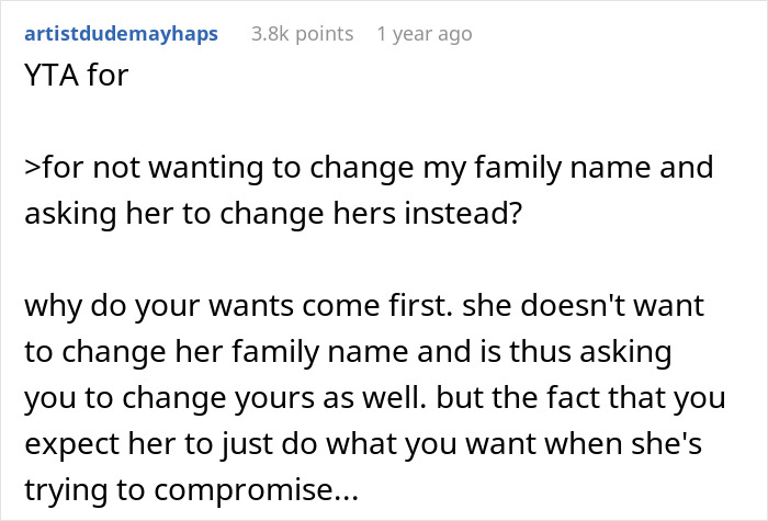 Man Wonders If He Is Wrong To Want His Fiancée To Have His Last Name When She Doesn’t