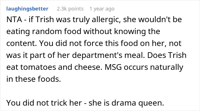 Woman Loses It After She Finds Out A Coworker's Meal She Helped Herself To Contained MSG, Takes Her To HR Woman Loses It After She Finds Out A Coworker's Meal She Helped Herself To Contained MSG, Takes Her To HR