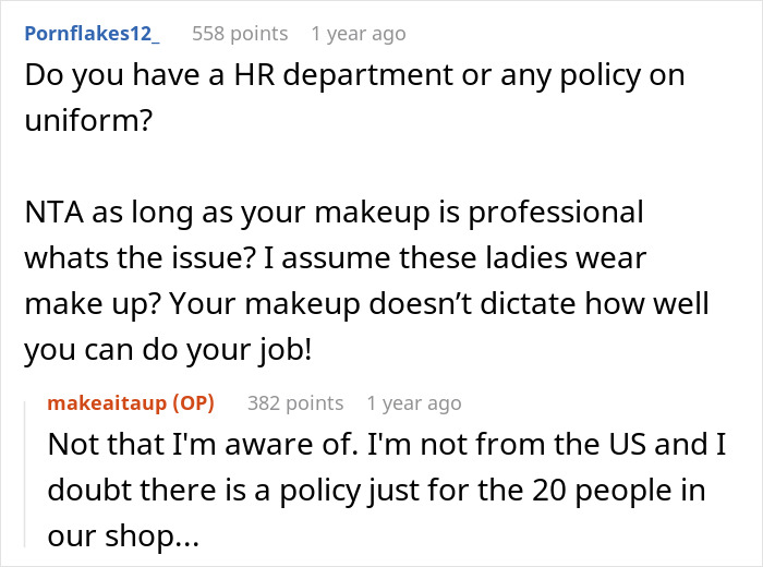 "My Confidence Was Skyrocketing": Mechanic Starts Wearing Makeup At Work, Front Desk Coworkers Have A Problem With It "My Confidence Was Skyrocketing": Mechanic Starts Wearing Makeup At Work, Front Desk Coworkers Have A Problem With It