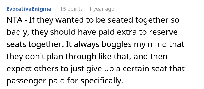 Entitled Newlyweds Are Upset Fellow Plane Traveler Refused To Accommodate For Their Lack Of Foresight When Booking Plane Seats