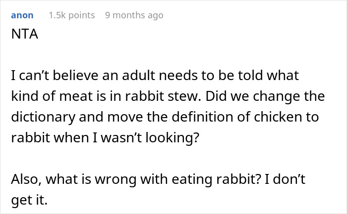 Woman Serves Rabbit Stew For Themed Party, Guests Flip Out After Realizing It Contains Actual Rabbit Meat