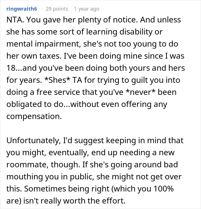 Entitled Woman Got Used To Her Roommate Filing Taxes For Her While She Watched Shows Instead, Calls Her Out When She Refuses Entitled Woman Got Used To Her Roommate Filing Taxes For Her While She Watched Shows Instead, Calls Her Out When She Refuses