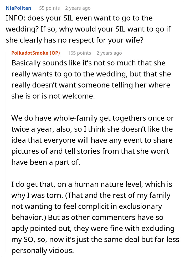 SIL Fat-Shames This Guy's Fiancée, Gets Upset When She Gets Excluded From Their Wedding, Despite Her Husband Getting To Go SIL Fat-Shames This Guy's Fiancée, Gets Upset When She Gets Excluded From Their Wedding, Despite Her Husband Getting To Go