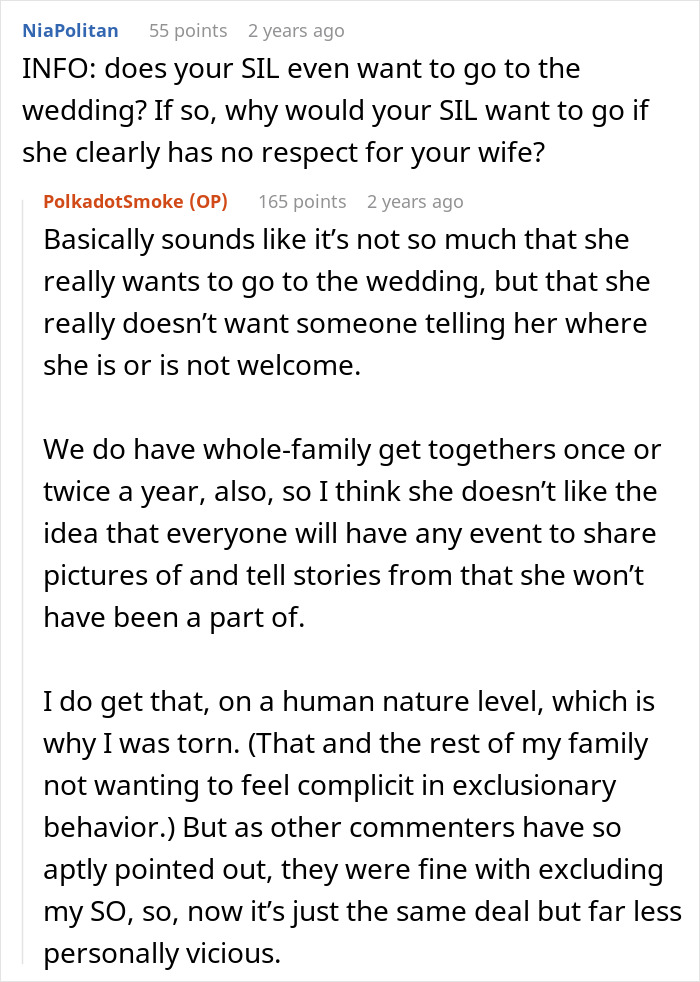 SIL Fat-Shames This Guy's Fiancée, Gets Upset When She Gets Excluded From Their Wedding, Despite Her Husband Getting To Go