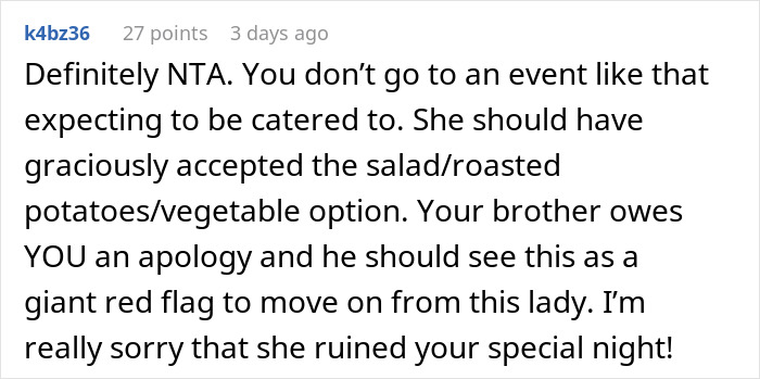 “You Just Assume Because I’m Vegan I Only Eat Salads?”: Sister Under Fire After Not Catering To Brother’s Vegan GF At Her Engagement Dinner