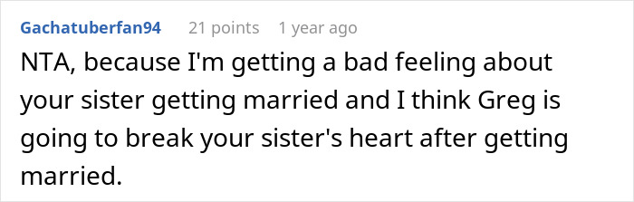 Woman Wonders “AITA For Refusing To Be My Sister’s MOH Because She’s Marrying My Ex?” Woman Wonders “AITA For Refusing To Be My Sister’s MOH Because She’s Marrying My Ex?”