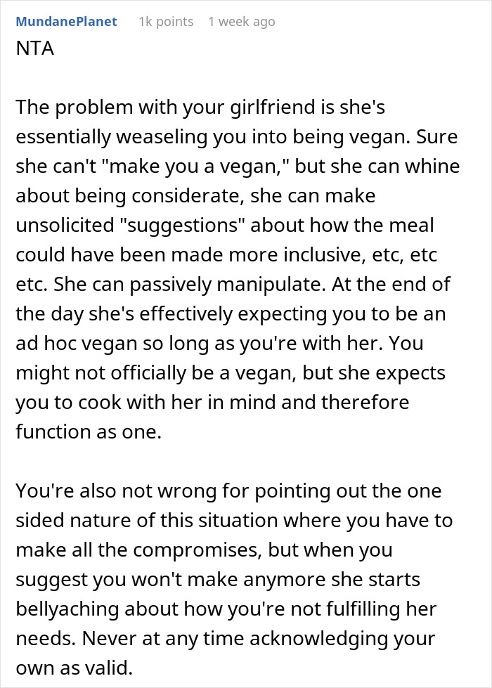 Man Asks “[Am I The Jerk] For Telling My Vegan Girlfriend That I Will Not Stop Using Butter?”