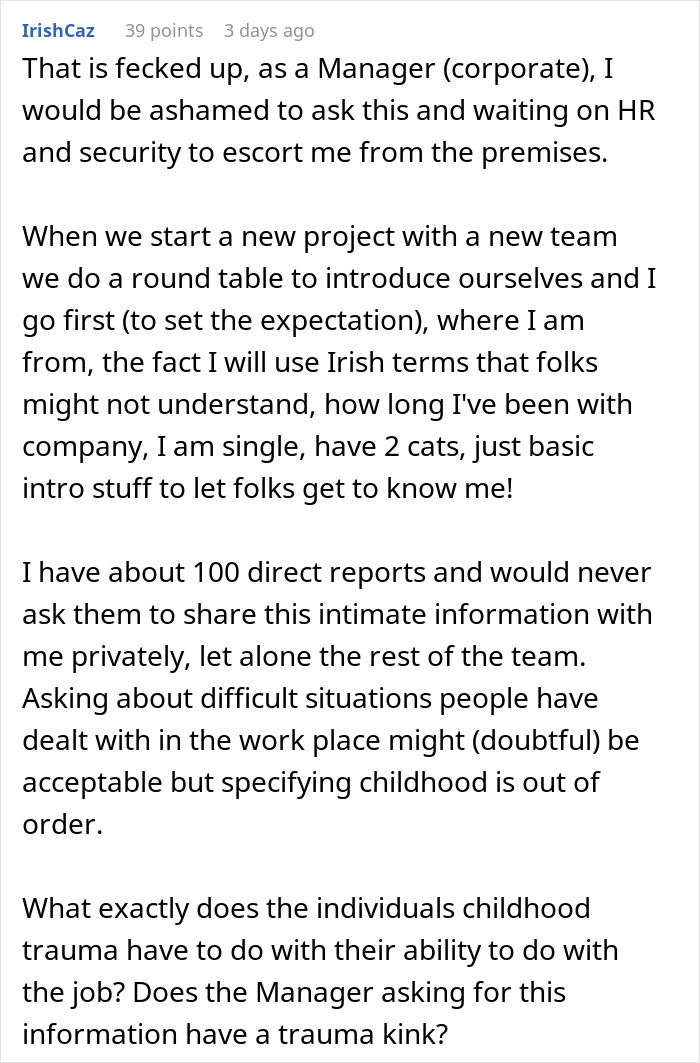 People Are Shocked After Reading How This Workplace Thought Discussing Childhood Traumas Was A Good Team-Building Exercise People Are Shocked After Reading How This Workplace Thought Discussing Childhood Traumas Was A Good Team-Building Exercise