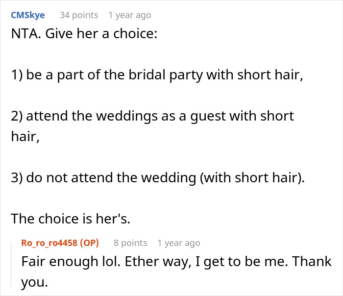 Bridezilla Cries And Tells Her Sister Not To Come To Her Wedding, Trying To Guilt Her Into Growing Out Her Hair For The Wedding
