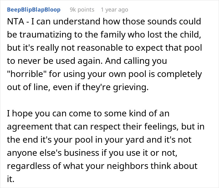 New Homeowners Refuse To Get Rid Of The Pool Their Neighbor's Kid Drowned In, Ask If They're Being Insensitive