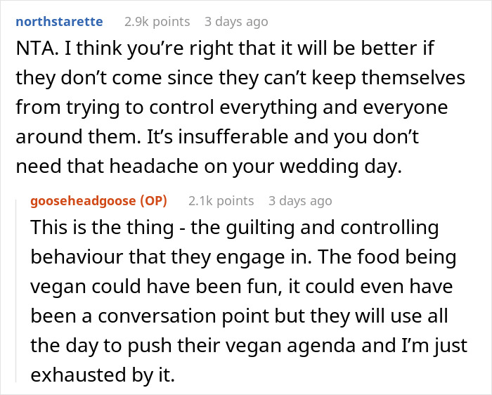 Daughter Uninvites Her Dad And His GF From Her Wedding After They Demand Everything Is Vegan, From Food To The Guests' Shoes